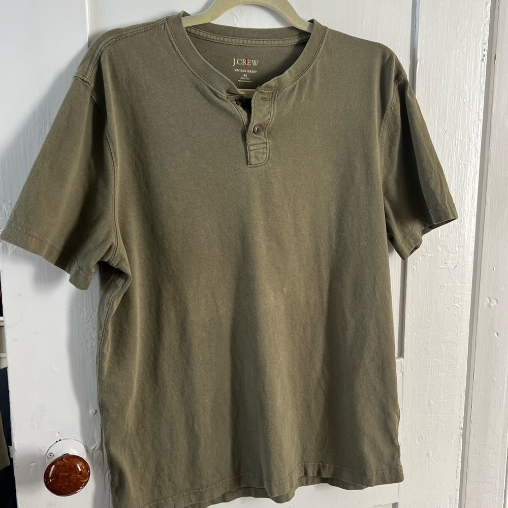 J. Crew Men's Short Sleeve Olive Henley
